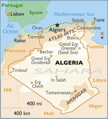 Karta över Algeriet