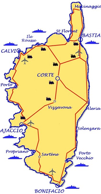 Karta över Corsica