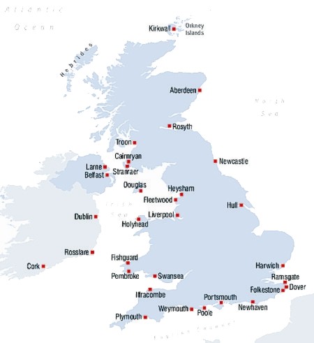 England Ferry hamnar karta