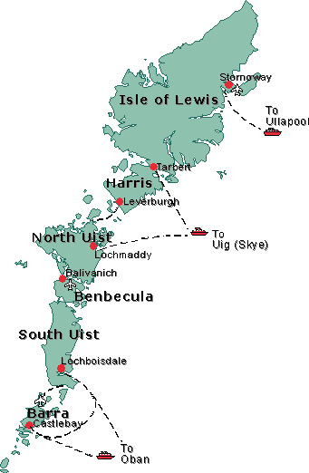 Hebriderna Islands Ferry Ruttkarta