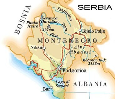 Karta över Montenegro