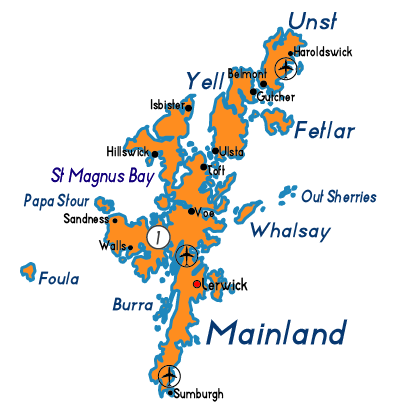 Shetalnd Island Ferry vägar